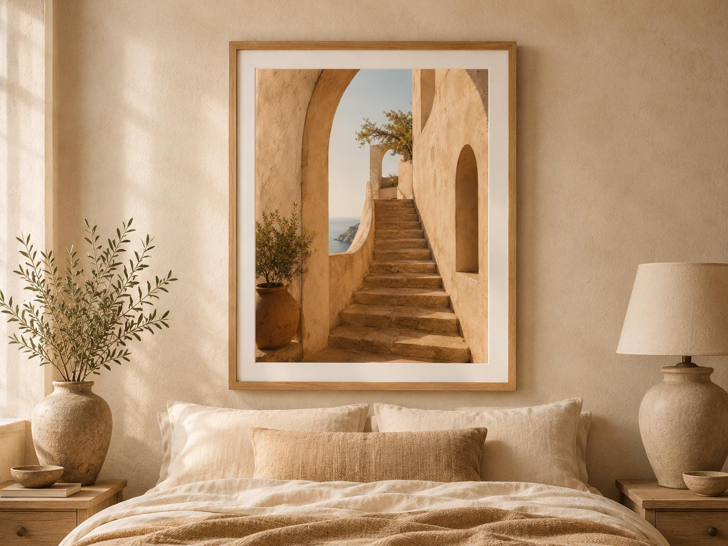 Affiche Escalier méditerranéen — Mer par Korvia Studio